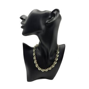 Vintage Mint Green Enamel and Crystal Choker Necklace, 1950s